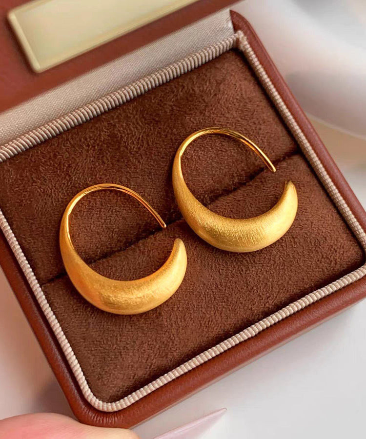 Original Design Gold Metal Overgild C-Shaped Hoop Earrings - Omychic