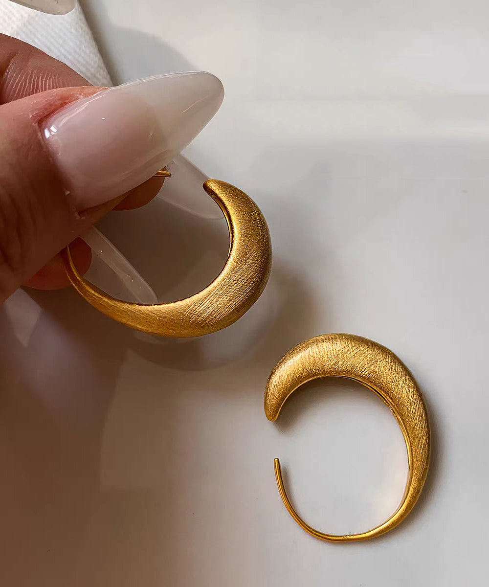 Original Design Gold Metal Overgild C-Shaped Hoop Earrings - Omychic