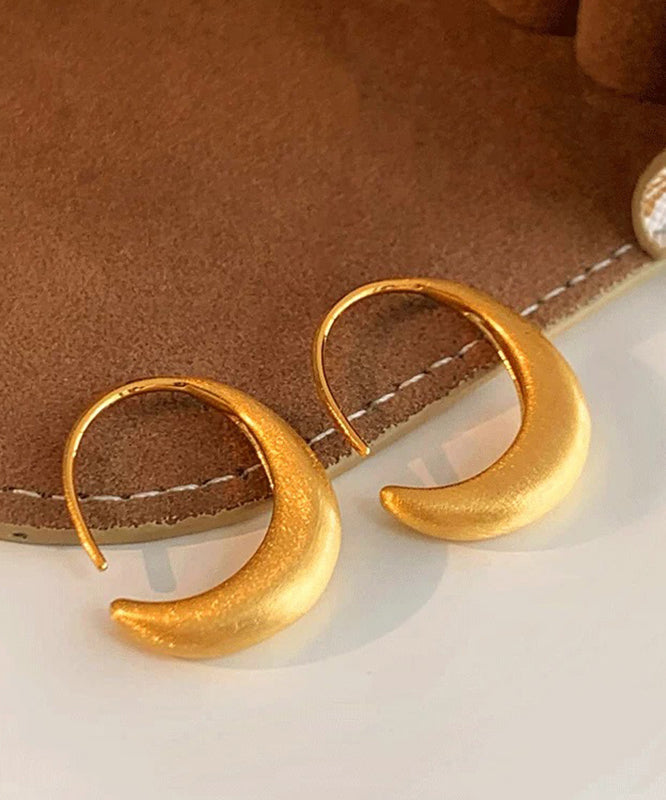 Original Design Gold Metal Overgild C-Shaped Hoop Earrings - Omychic