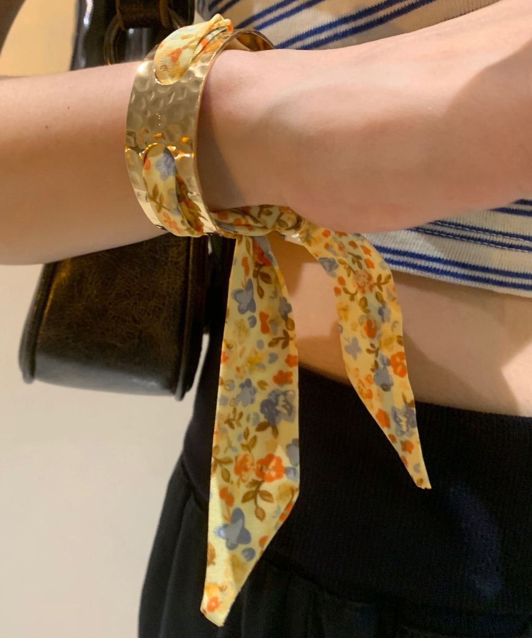 Original Design Gold Overgild Print Ribbon Bangle