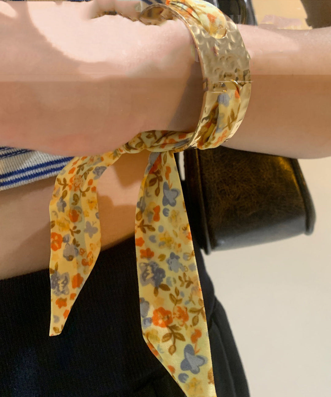Original Design Gold Overgild Print Ribbon Bangle