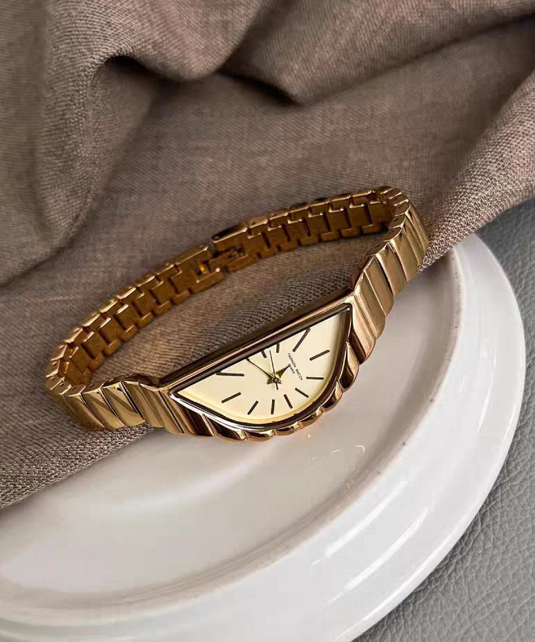 Original Design Gold Stainless Steel Alloy Half-Moon Watches - Omychic