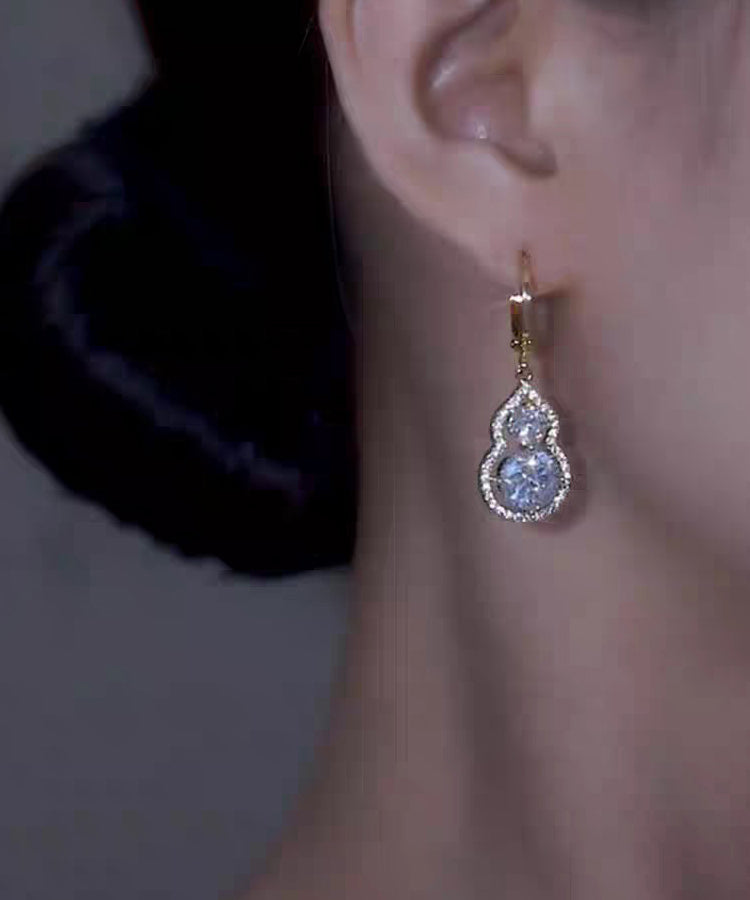 Original Design Gold Sterling Silver Overgild Zircon Calabash Drop Earrings