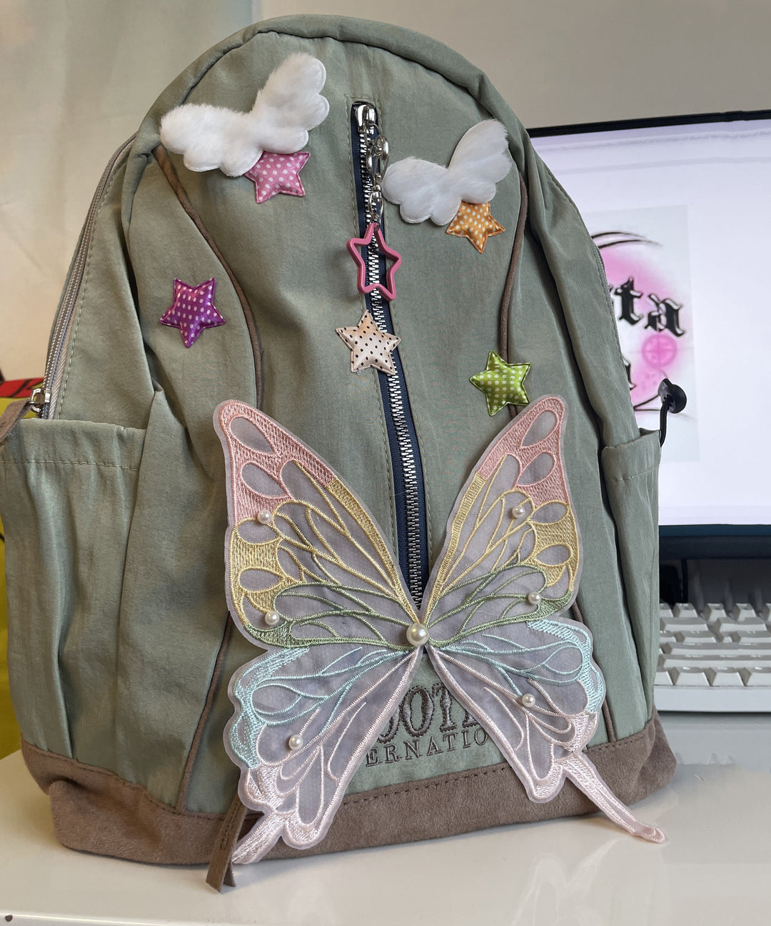 Original Design Green Butterfly Large Capacity Backpack Bag