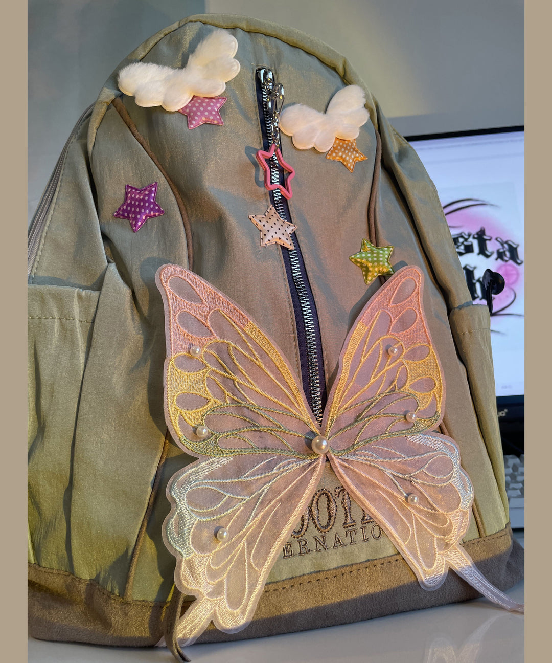 Original Design Green Butterfly Large Capacity Backpack Bag