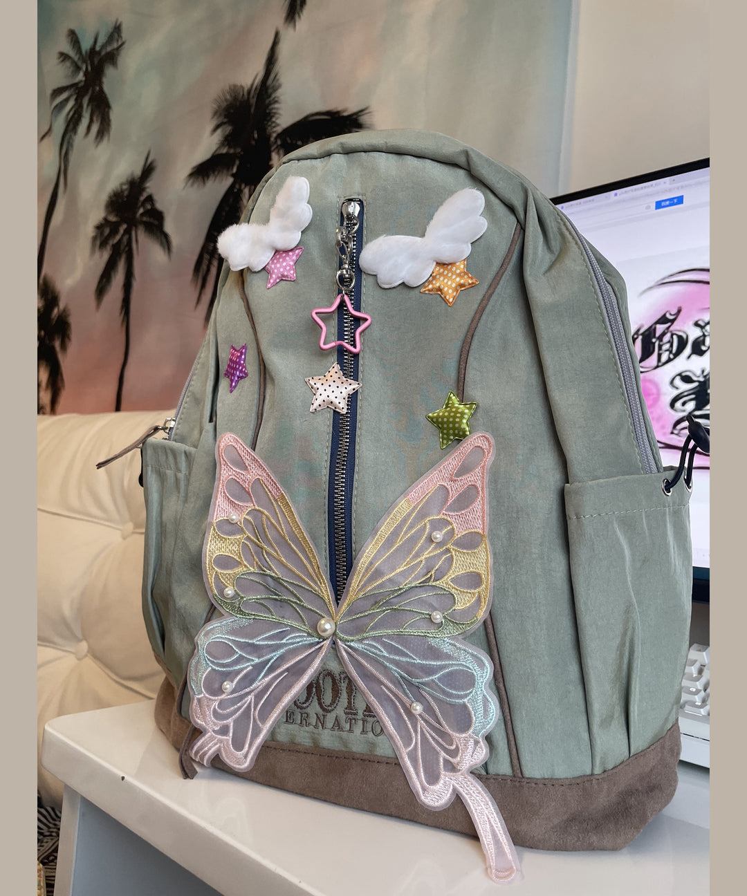 Original Design Green Butterfly Large Capacity Backpack Bag