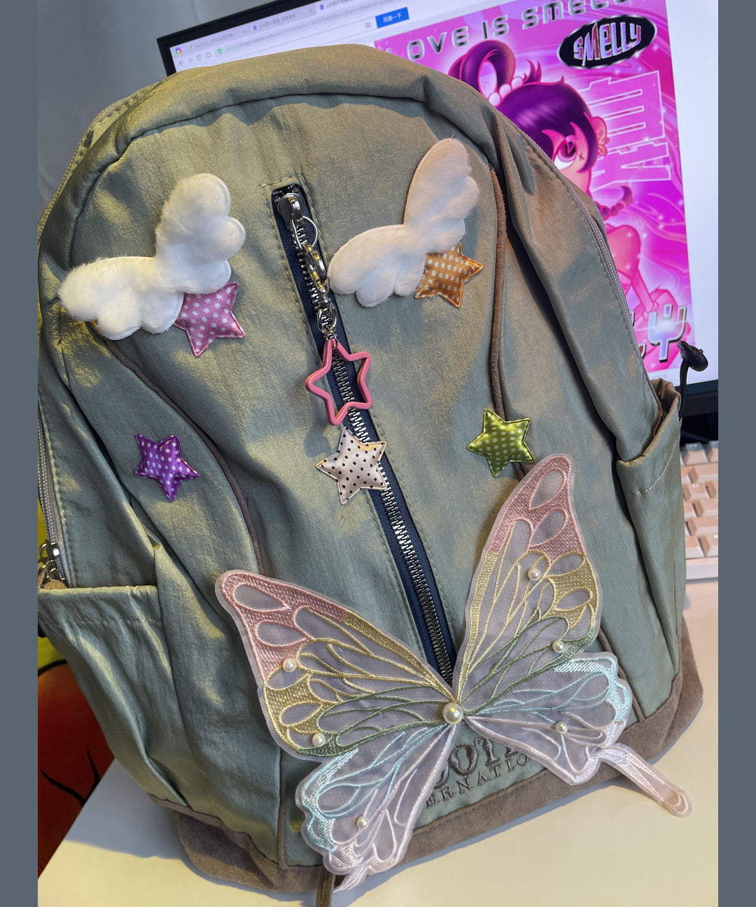 Original Design Green Butterfly Large Capacity Backpack Bag