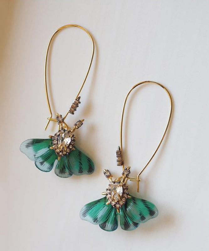 Original Design Green Copper Overgild Butterfly Hoop Earrings