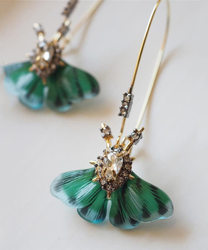 Original Design Green Copper Overgild Butterfly Hoop Earrings