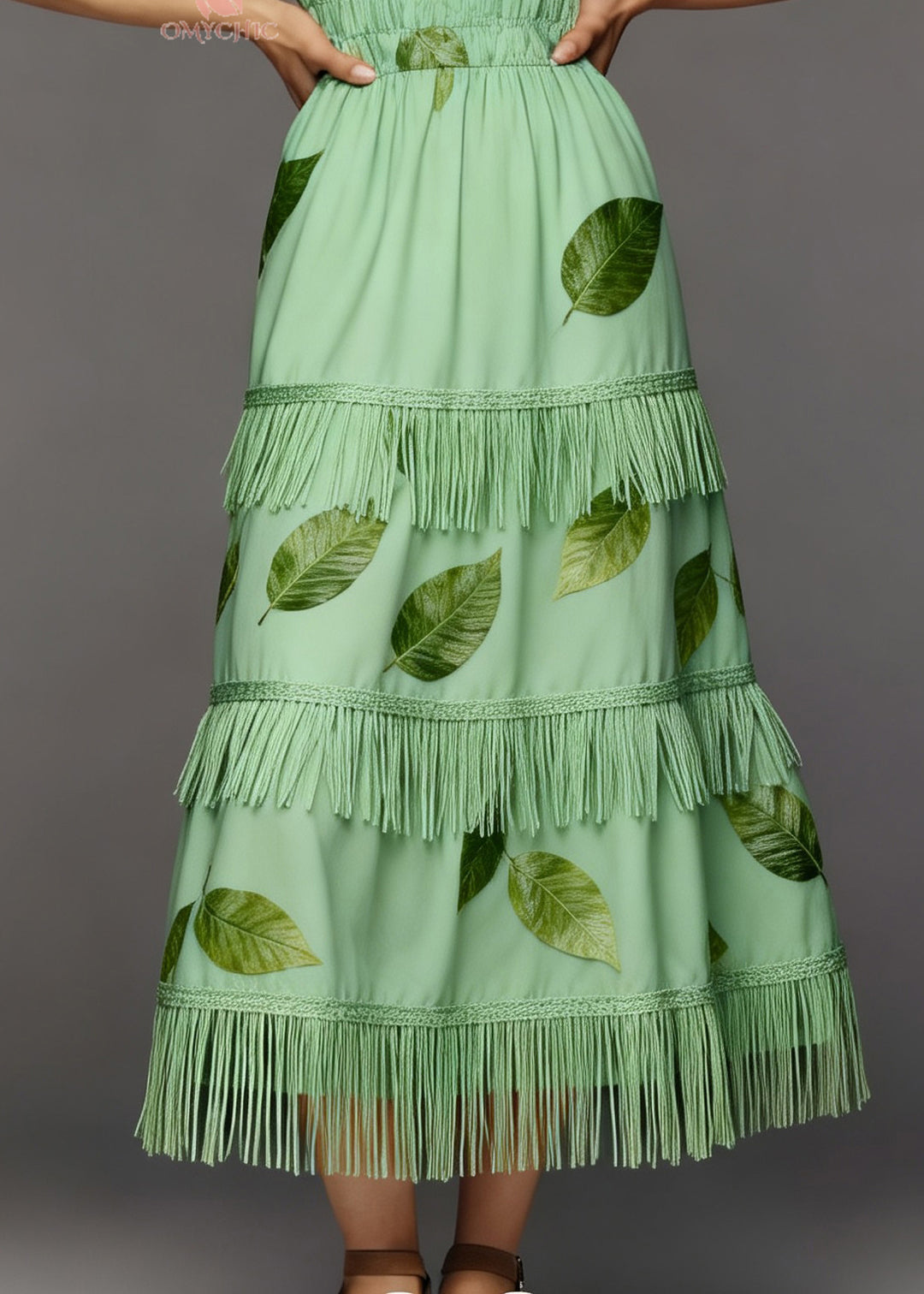Original Design Green Tasseled Patchwork Cotton Maxi Dresses Summer