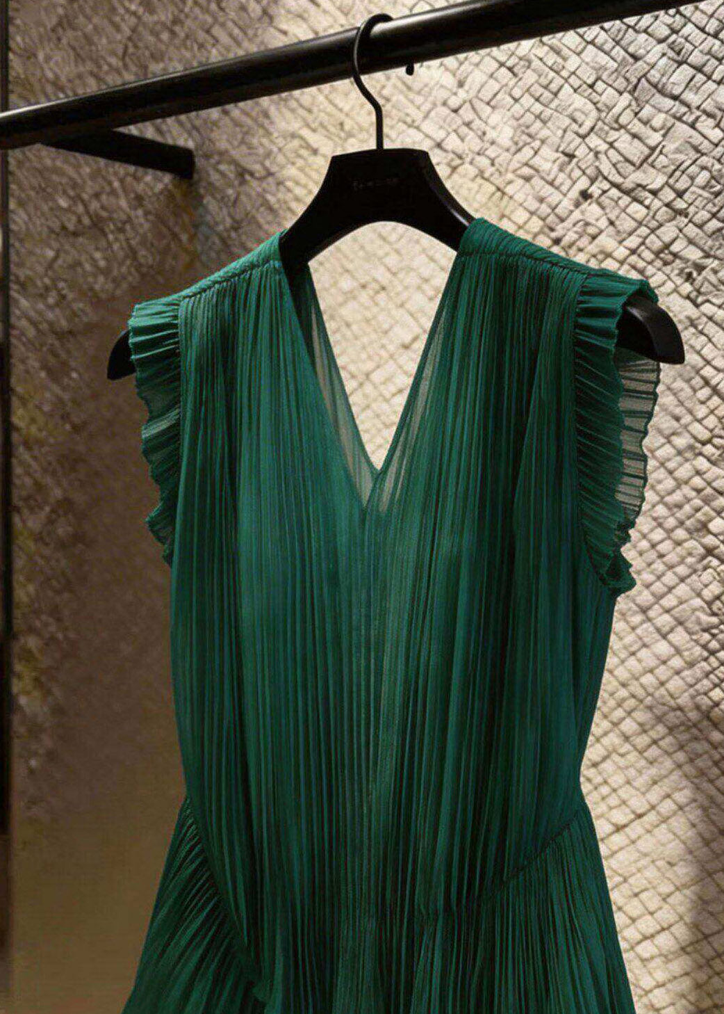 Original Design Green V Neck Slim Tulle Top Summer