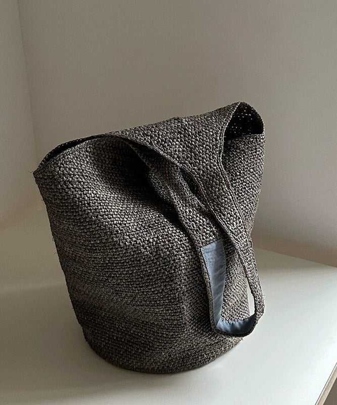 Original Design Grey Large Capacity Woven Bucket Bag