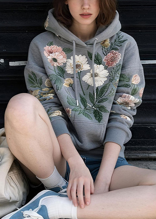 Original Design Grey Print Cozy Cotton Sweatshirt