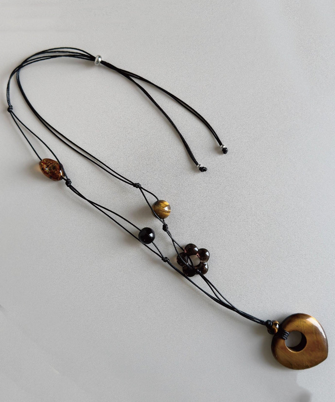 Original Design Hollow Out Gem Stone Pendant Long Necklace