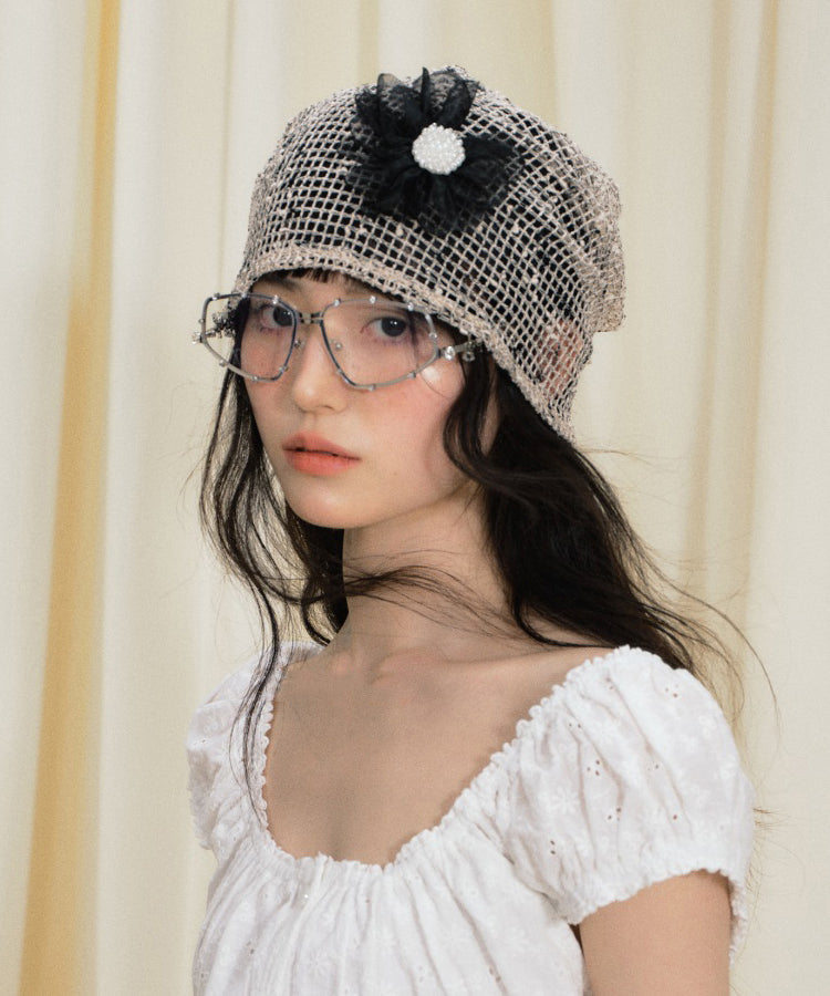 Original Design Khaki Flower Hollow Knitted Boonie Hat