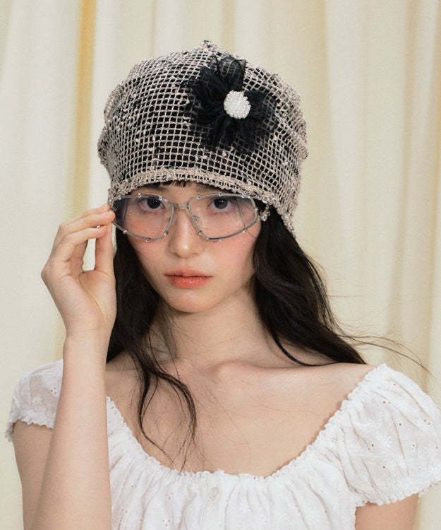 Original Design Khaki Flower Hollow Knitted Boonie Hat