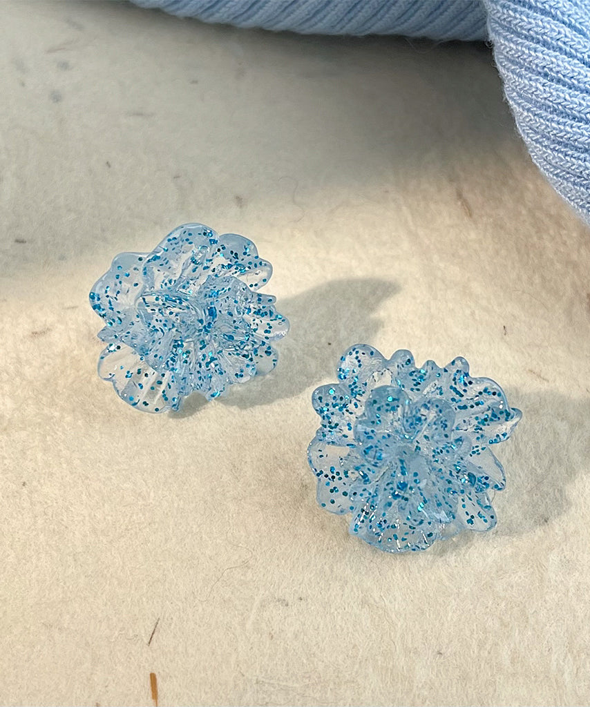 Original Design Light Blue Alloy Ice Flowers Stud Earrings