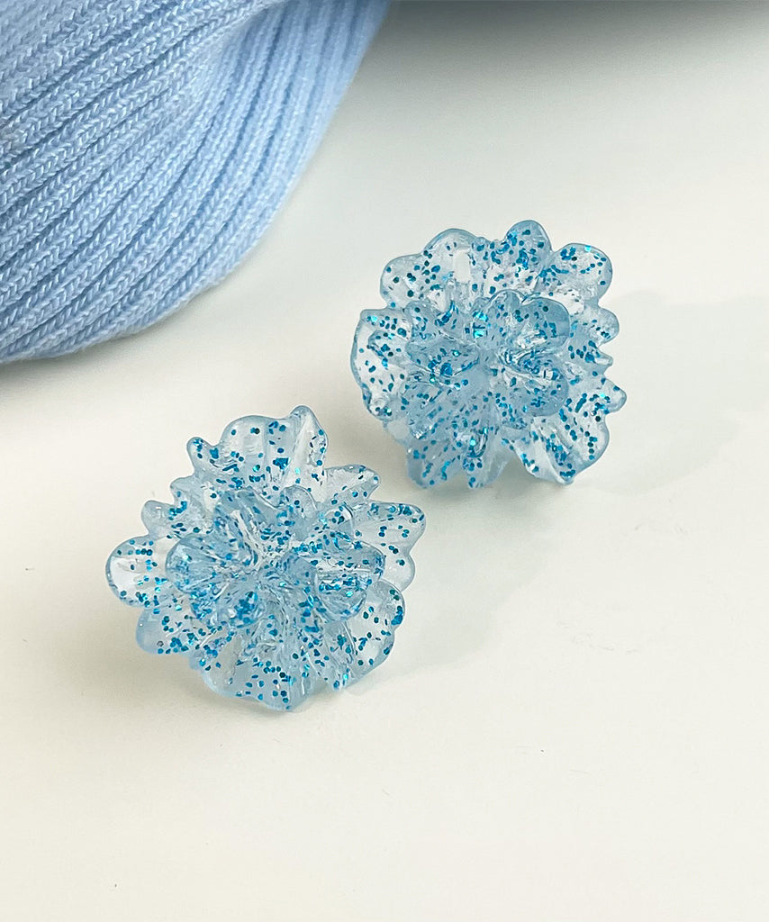 Original Design Light Blue Alloy Ice Flowers Stud Earrings