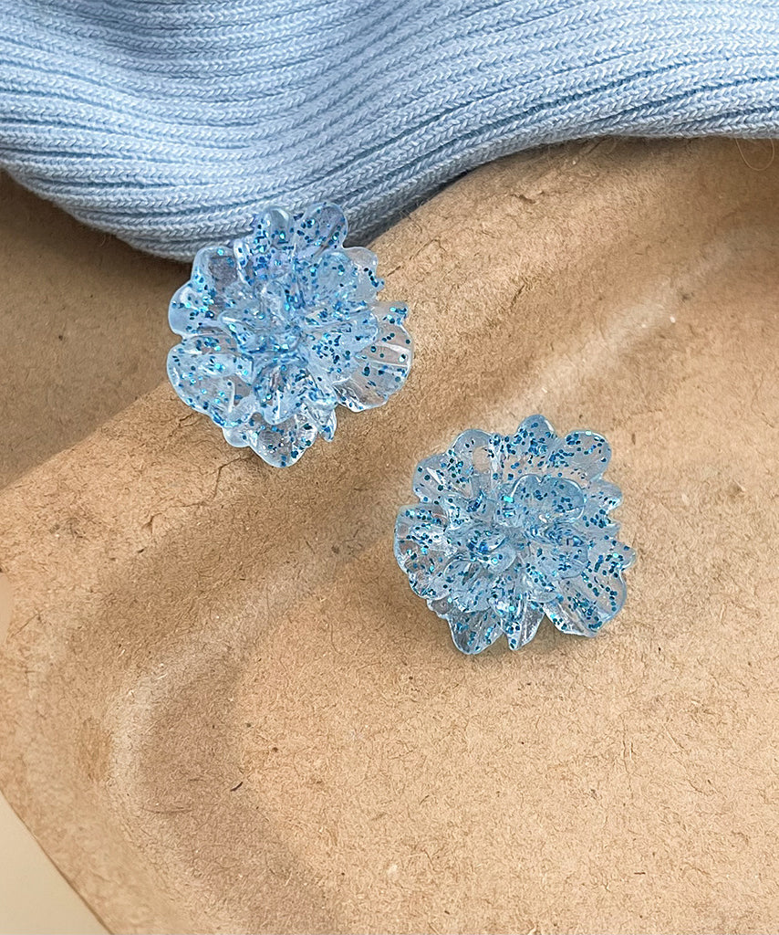 Original Design Light Blue Alloy Ice Flowers Stud Earrings