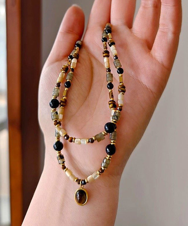 Original Design Luxury Tiger's Eye Agate Pendant Necklace