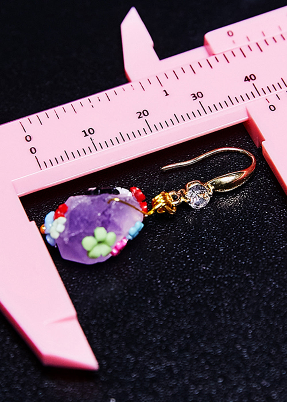 Original Design Naturally Purple Jade Multicolour Flowers Drop Earrings