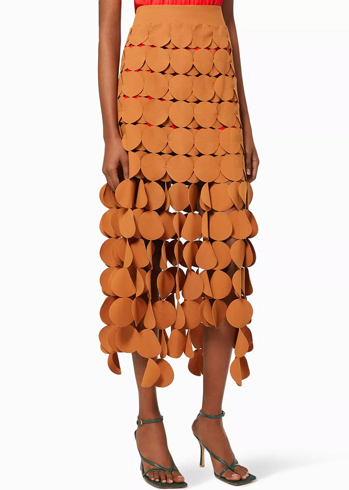 Original Design Orange Zip Up Hollow Out Skirts Summer