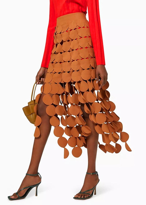 Original Design Orange Zip Up Hollow Out Skirts Summer