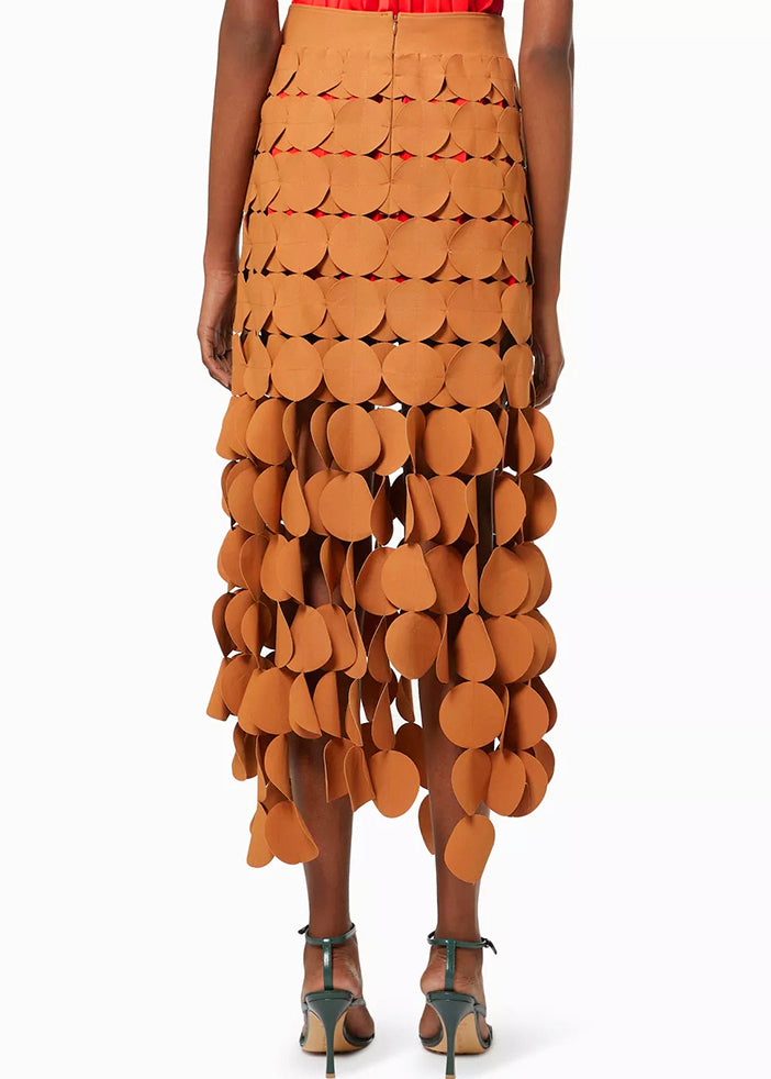 Original Design Orange Zip Up Hollow Out Skirts Summer