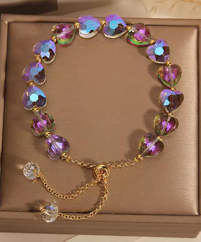 Original Design Pink Alloy Love Crystal Charm Bracelet