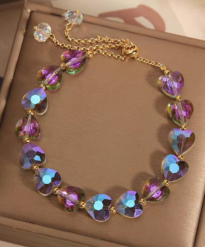 Original Design Pink Alloy Love Crystal Charm Bracelet
