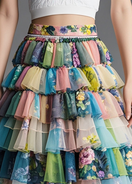 Original Design Print Layered Tulle Party Skirt Summer - Omychic