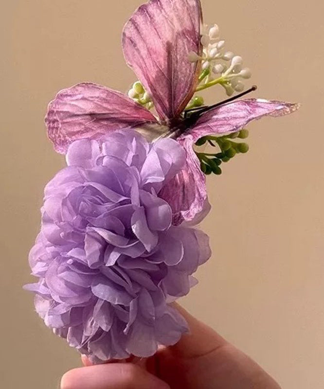 Original Design Purple Alloy Butterflies In Love With Flowers Hairpin