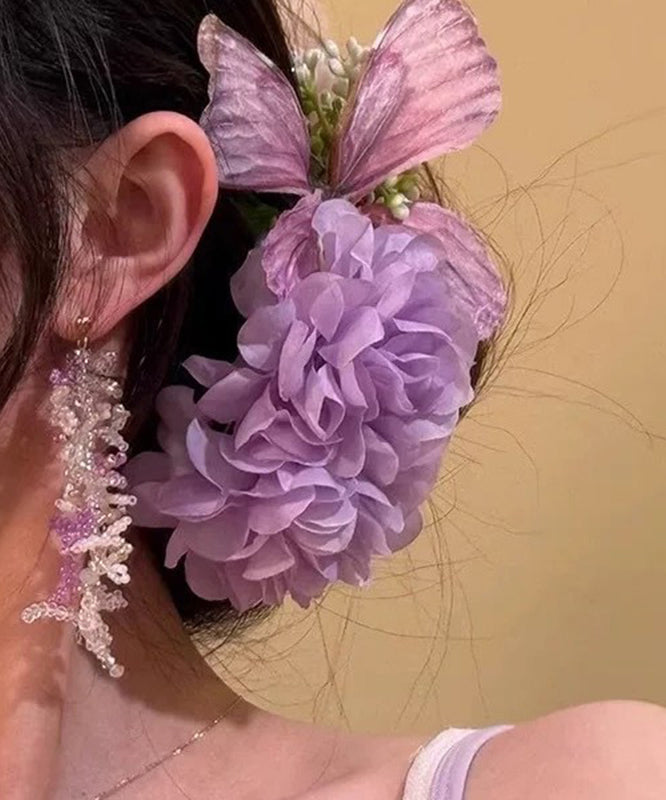 Original Design Purple Alloy Butterflies In Love With Flowers Hairpin
