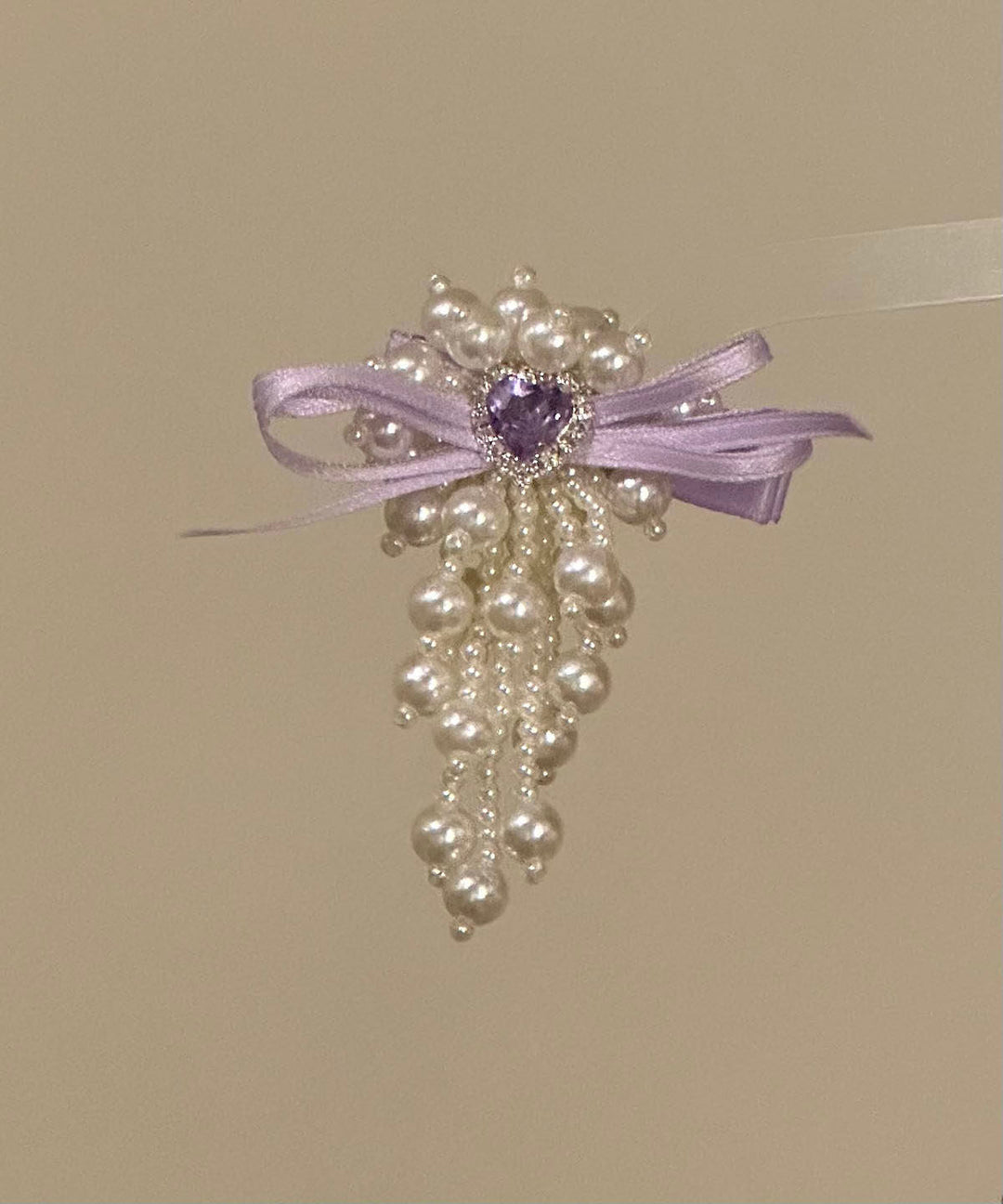Original Design Purple Cloth Zircon Pearl Bow Hairpin - Omychic