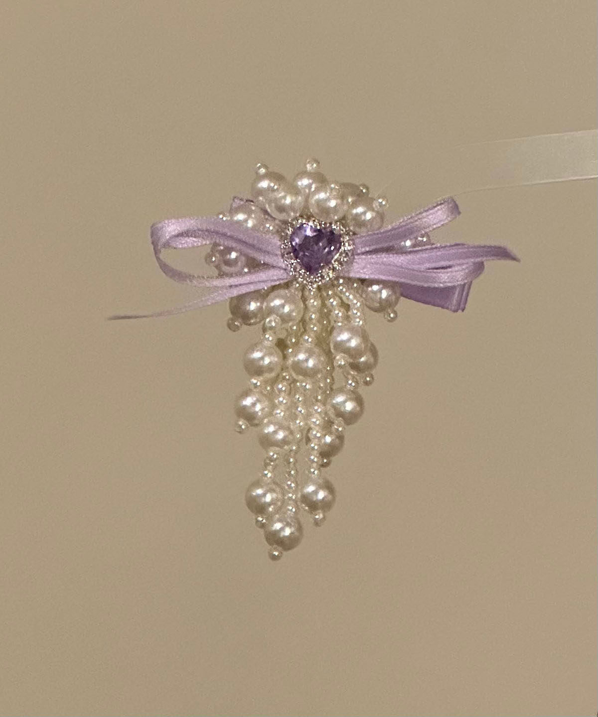 Original Design Purple Cloth Zircon Pearl Bow Hairpin - Omychic
