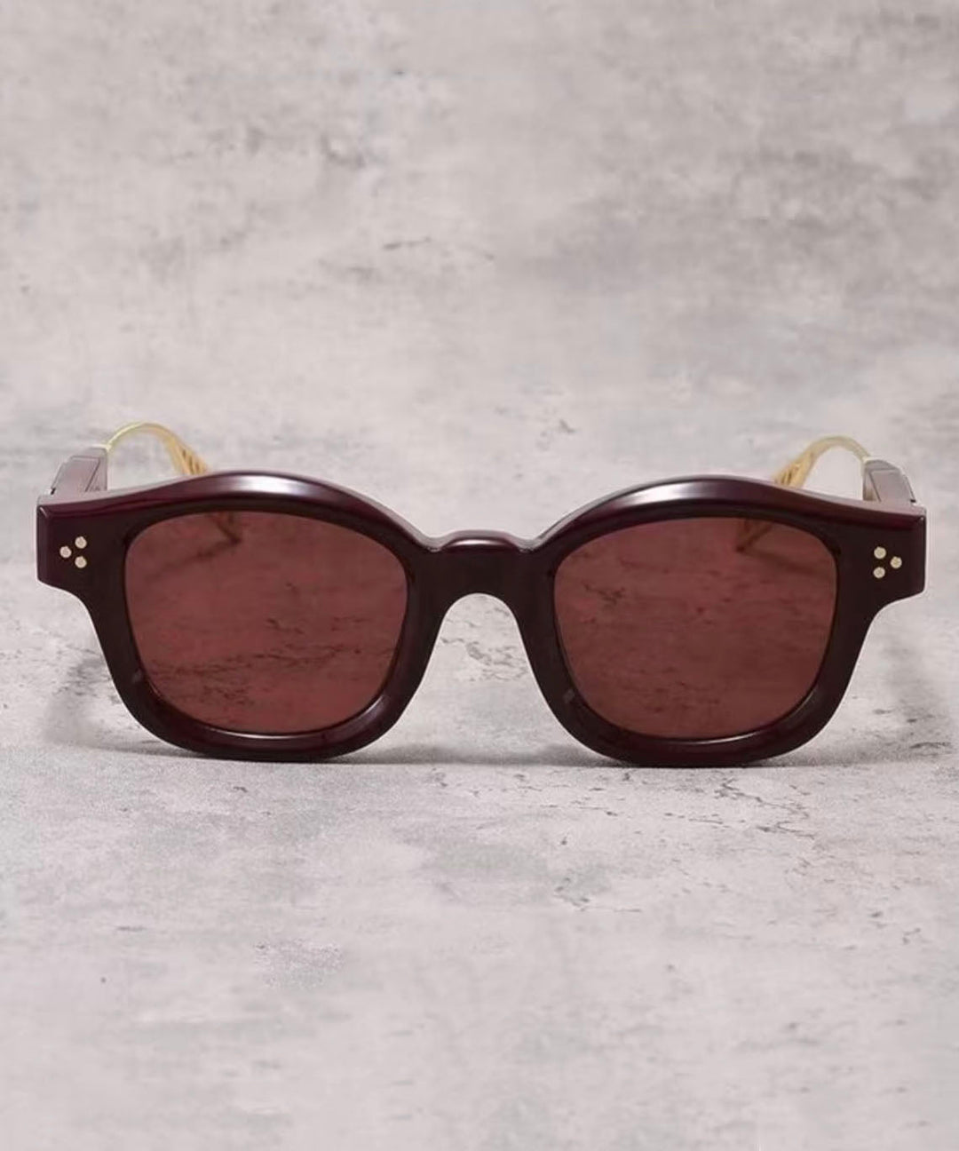 Original Design Purple Metal Asymmetrical Patchwork Rivet UV Protection Sunglasses