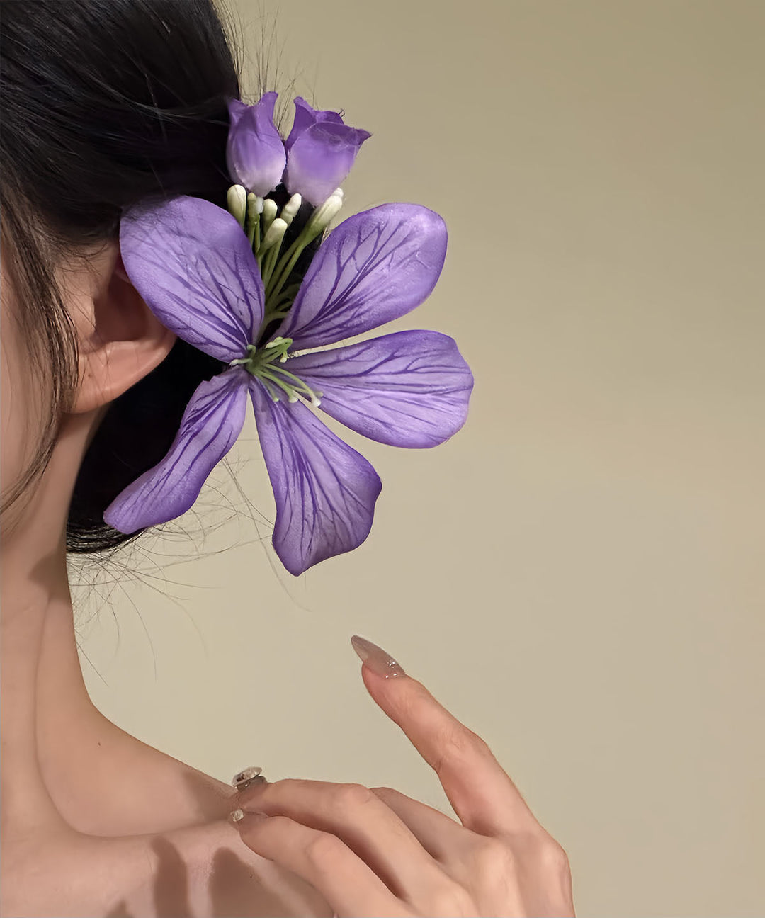 Original Design Purple Metal Floral Hairpin