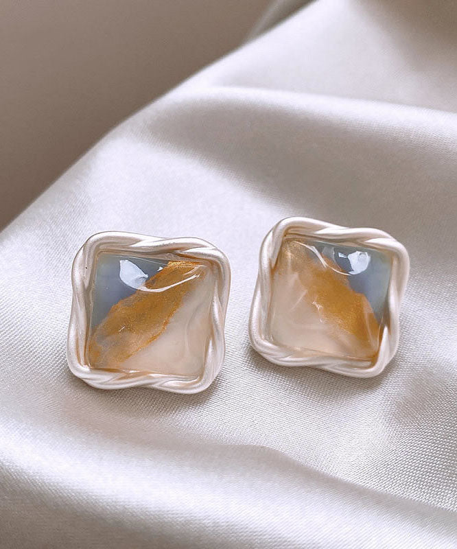 Original Design Rainbow Copper Alloy Square Stud Earrings