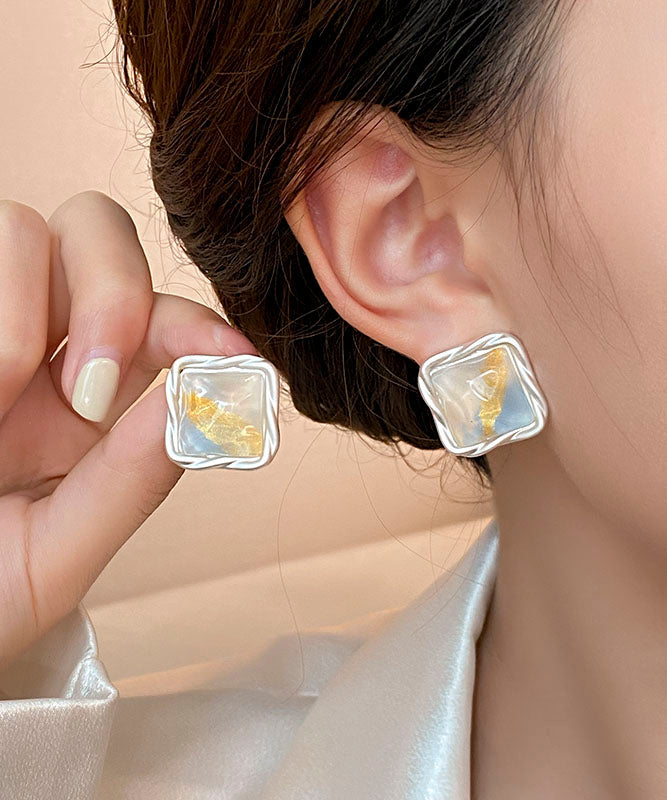 Original Design Rainbow Copper Alloy Square Stud Earrings
