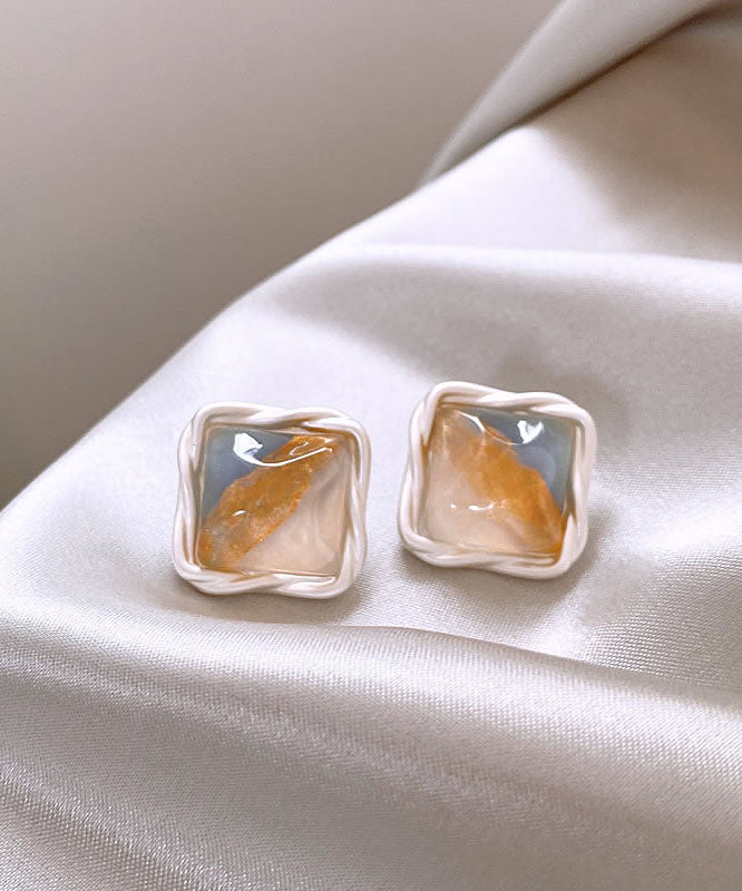 Original Design Rainbow Copper Alloy Square Stud Earrings