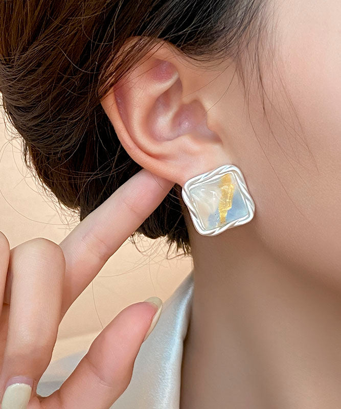 Original Design Rainbow Copper Alloy Square Stud Earrings