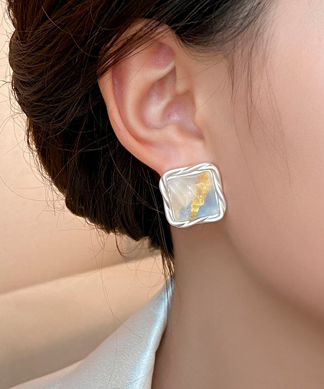 Original Design Rainbow Copper Alloy Square Stud Earrings