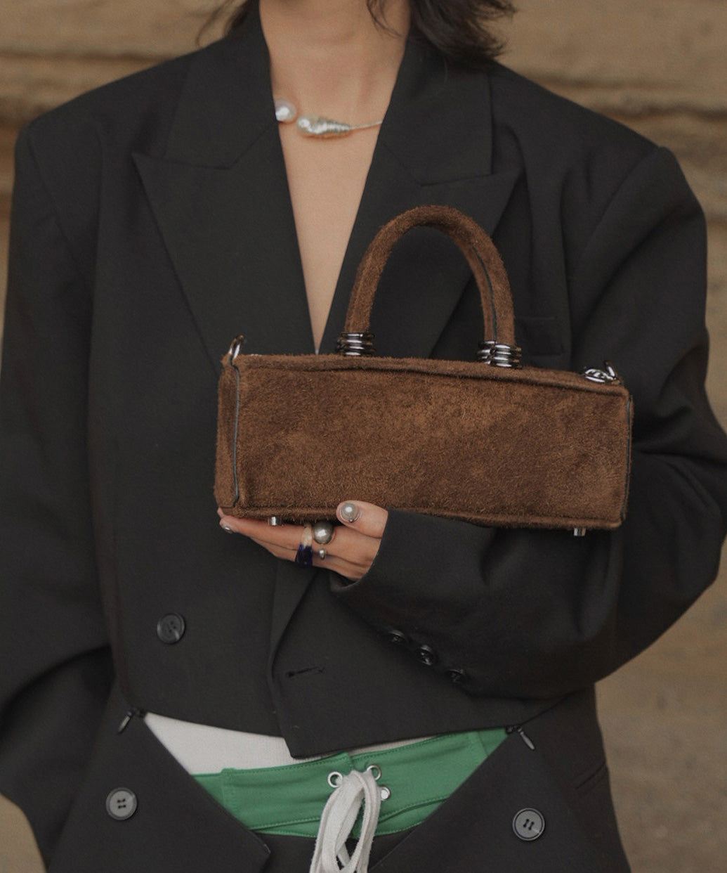 Original Design Red Calf Leather Suede Mini Bag