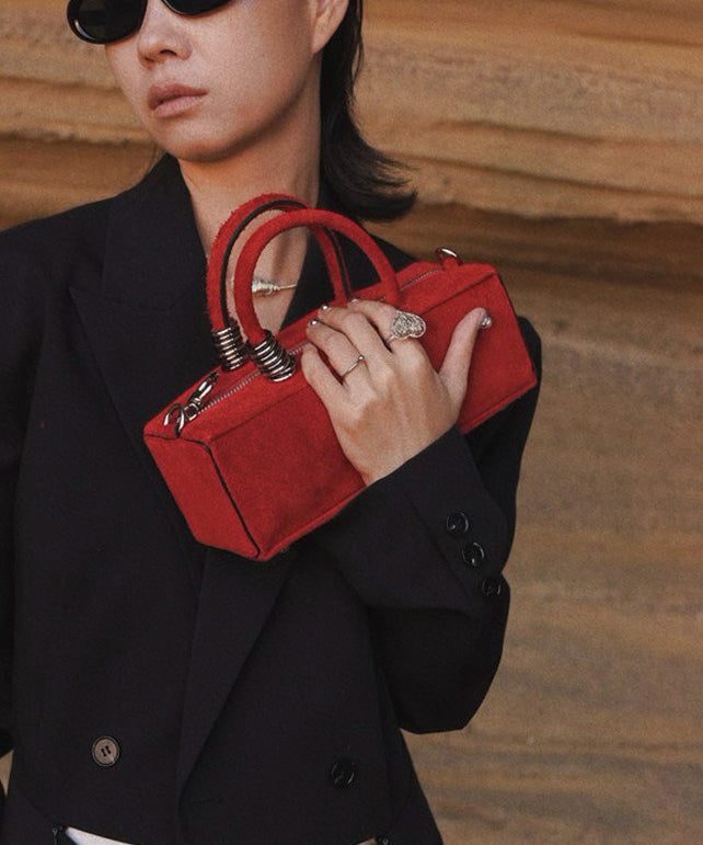 Original Design Red Calf Leather Suede Mini Bag