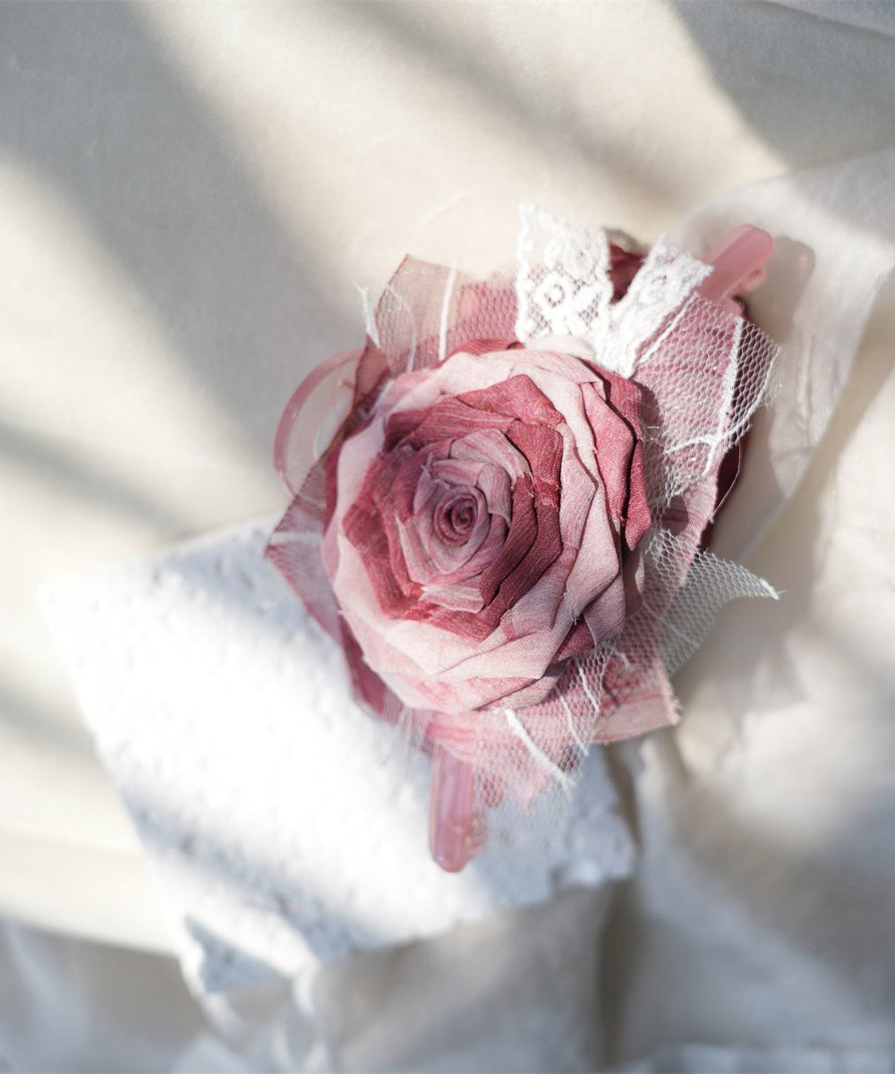 Original Design Red Chiffon Tie Dye Rose Hairpin
