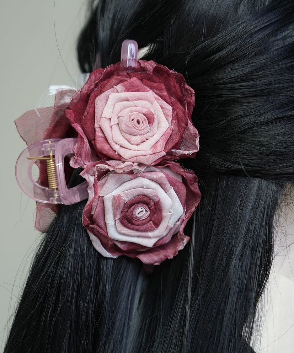 Original Design Red Chiffon Tie Dye Rose Hairpin