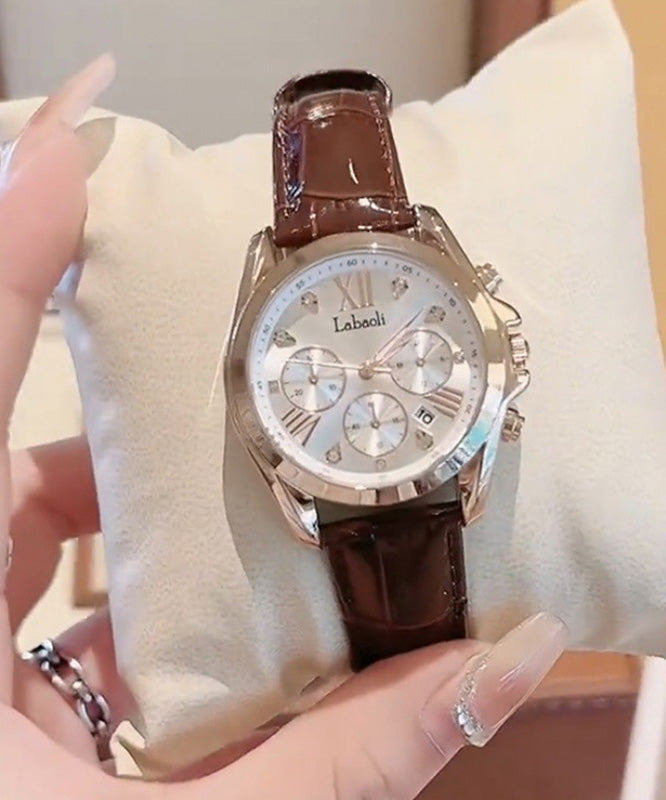 Original Design Red Leather Alloy Quartz Movement Waterproof Watch