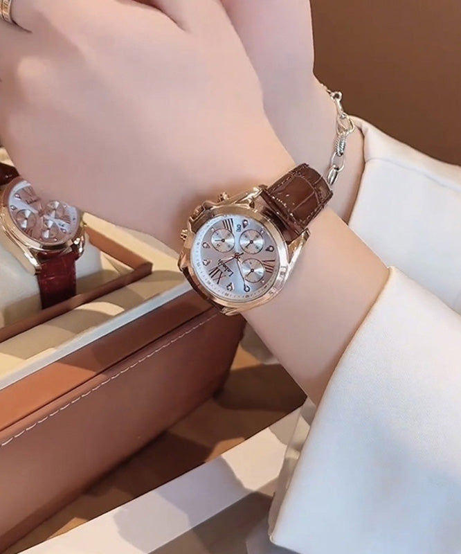 Original Design Red Leather Alloy Quartz Movement Waterproof Watch