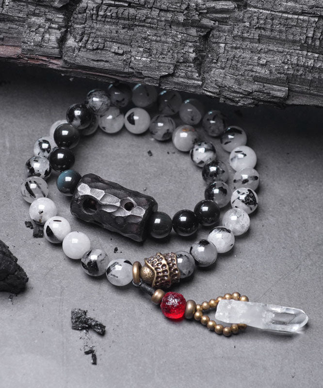 Original Design Retro Men's Double-Layer Obsidian Crystal Bracelet
