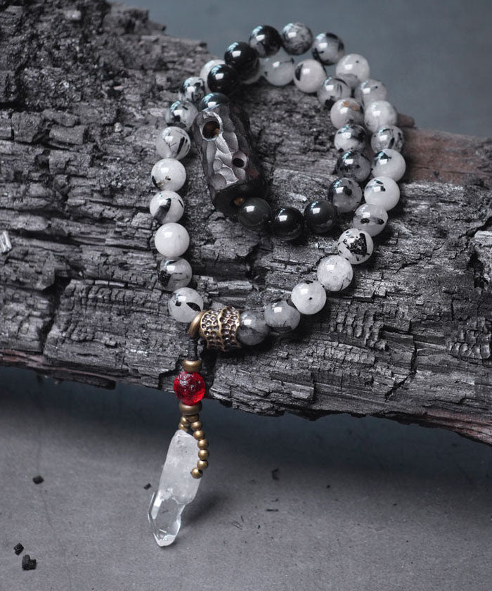 Original Design Retro Men's Double-Layer Obsidian Crystal Bracelet